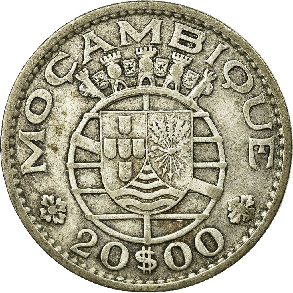 Coin, Mozambique, 20 Escudos, 1966, VF(30-35), Silver, KM:80a