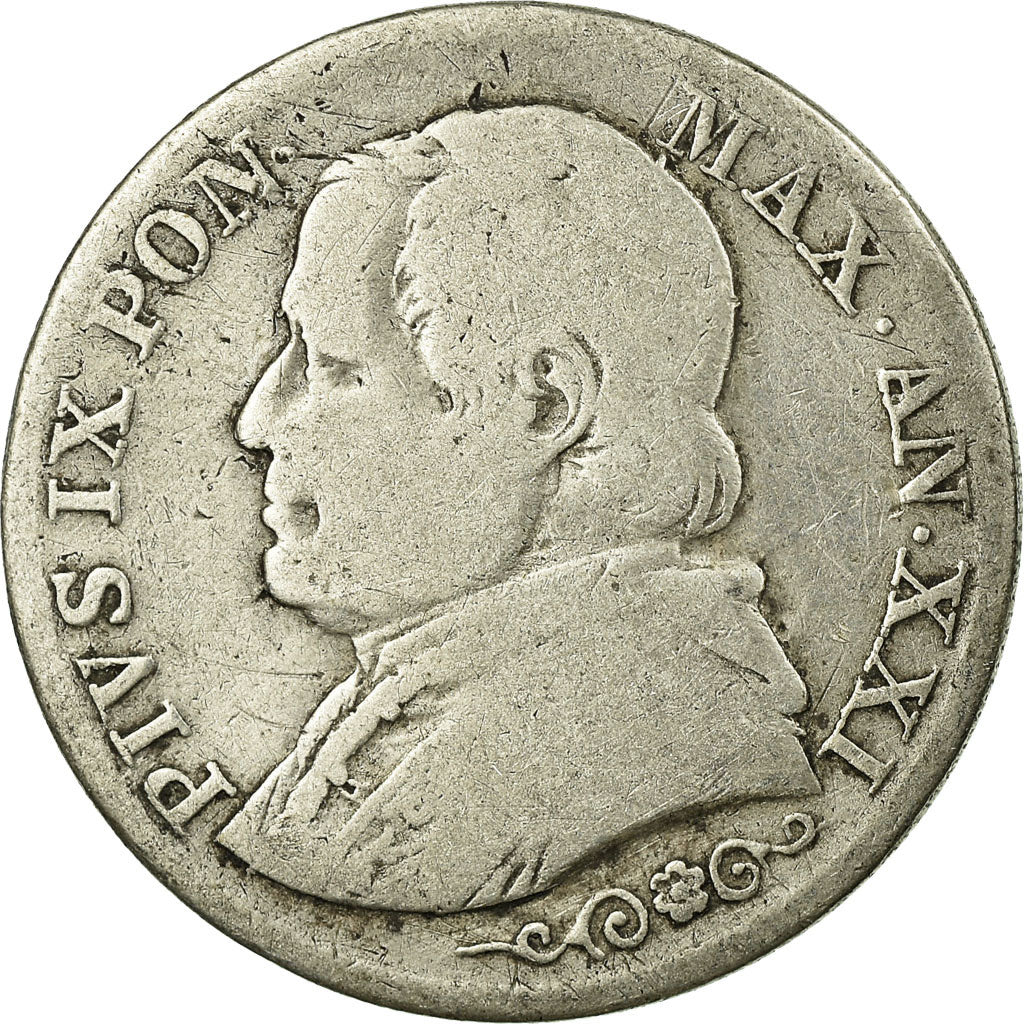 Moneta, STATI ITALIANI, PAPAL STATES, Pius IX, Lira, 1867, Roma, B+, Argento