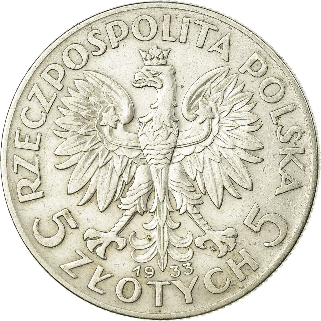 Coin, Poland, 5 Zlotych, 1933, Warsaw, EF(40-45), Silver, KM:21
