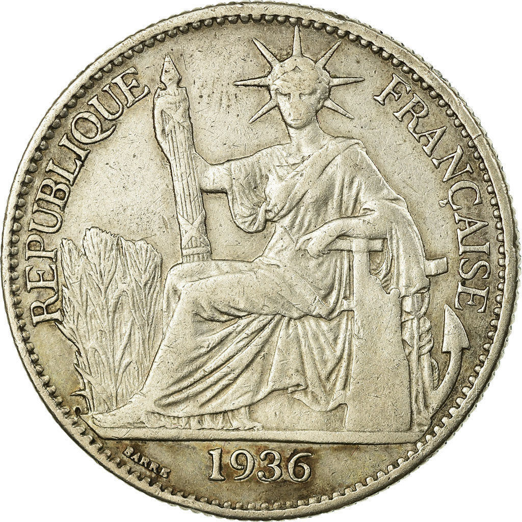Moneta, INDOCINA FRANCESE, 50 Cents, 1936, Paris, BB, Argento, KM:4a.2