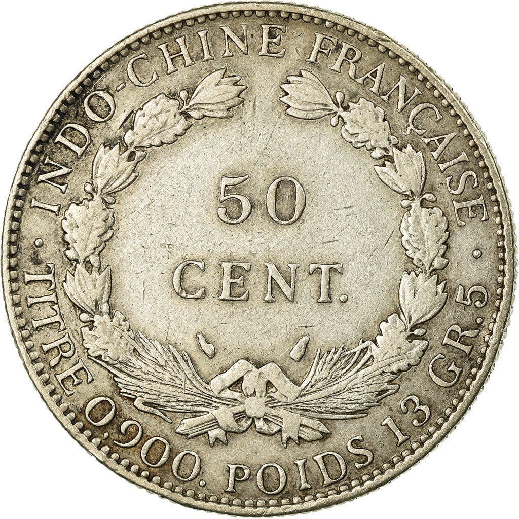 Moneta, INDOCINA FRANCESE, 50 Cents, 1936, Paris, BB, Argento, KM:4a.2