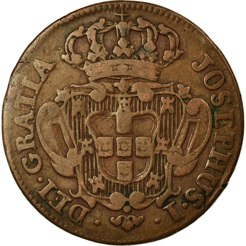 Moneta, Portugal, Jose I, 10 Reis, X; 1/2 Vinten, 1763, VF(30-35), Miedź