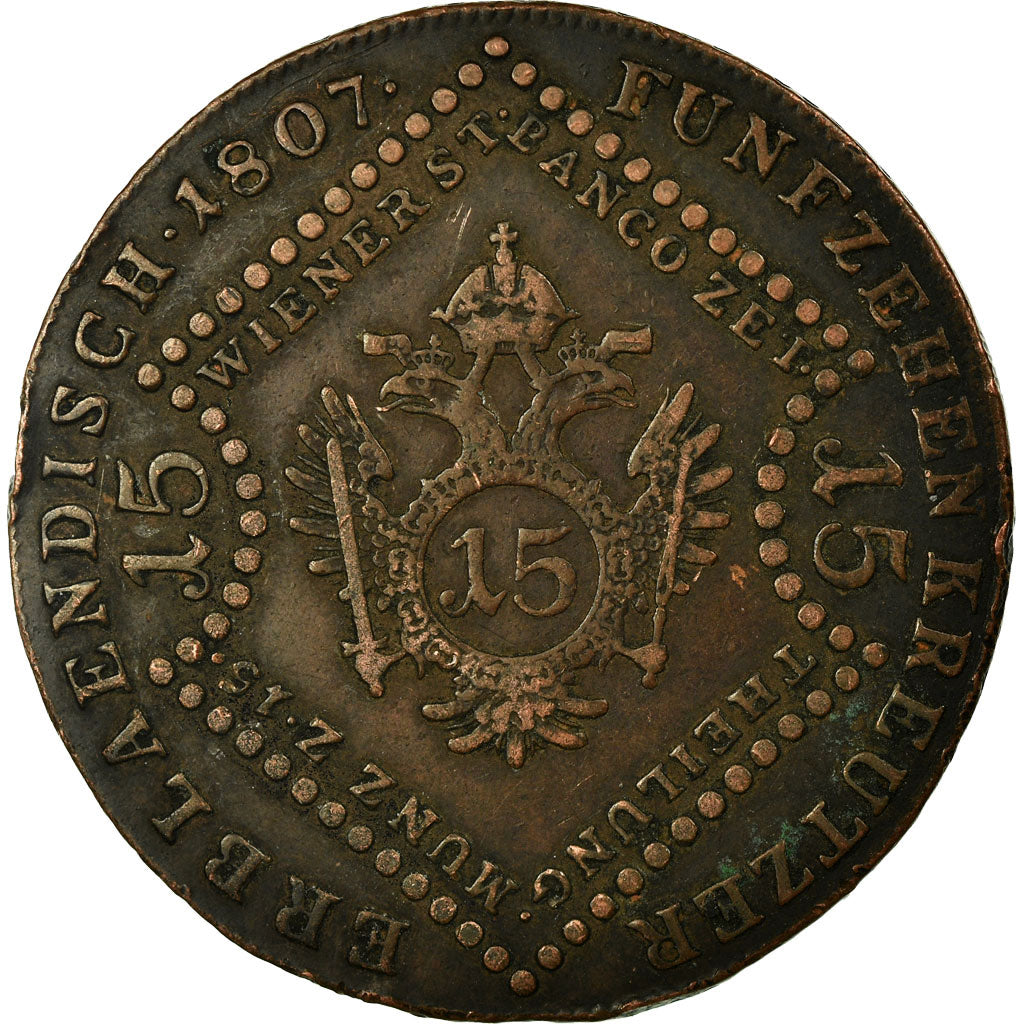 Coin, Austria, Franz II (I), 15 Kreuzer, 1807, VF(30-35), Copper, KM:2138