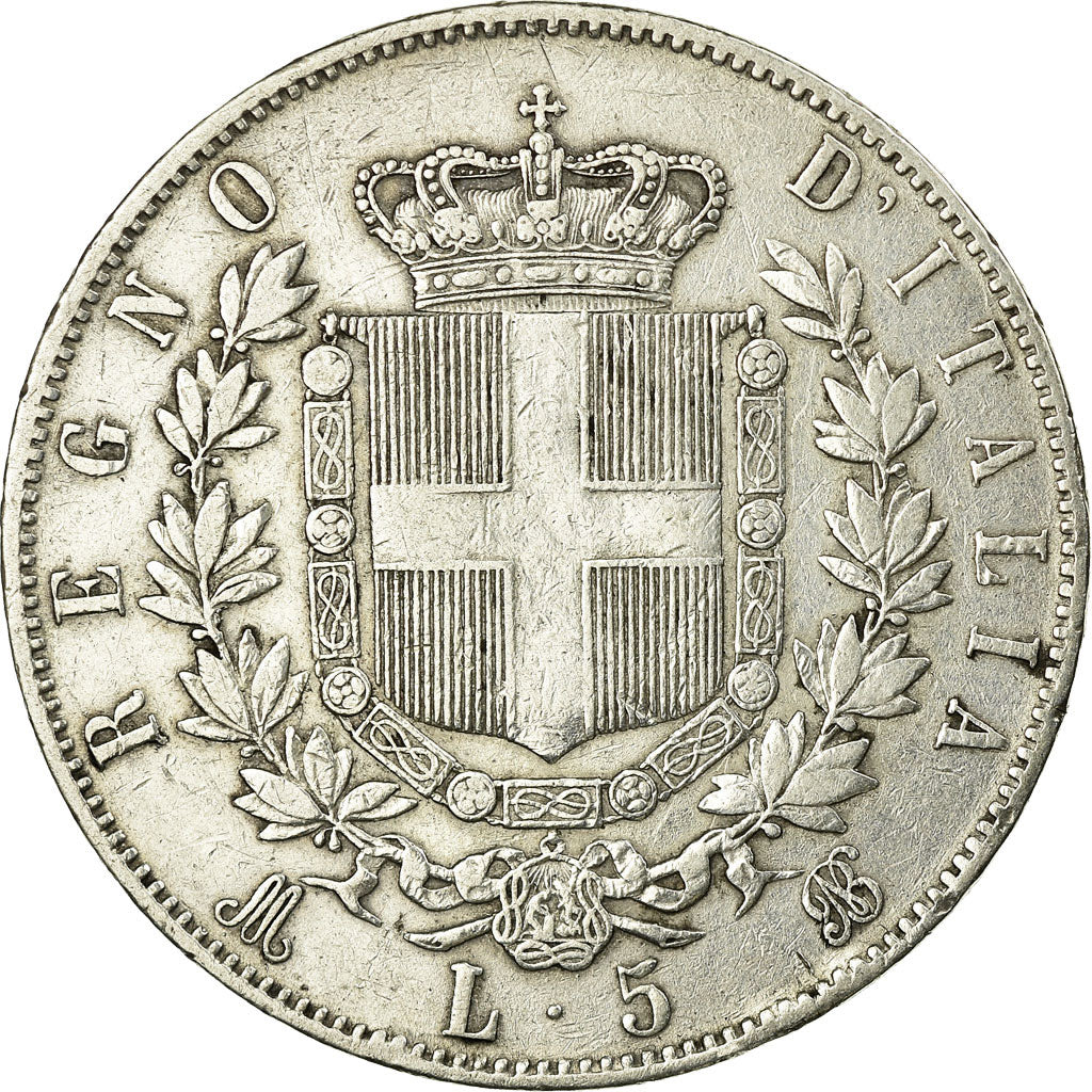 Coin, Italy, Vittorio Emanuele II, 5 Lire, 1870, Milan, VF(30-35), Silver