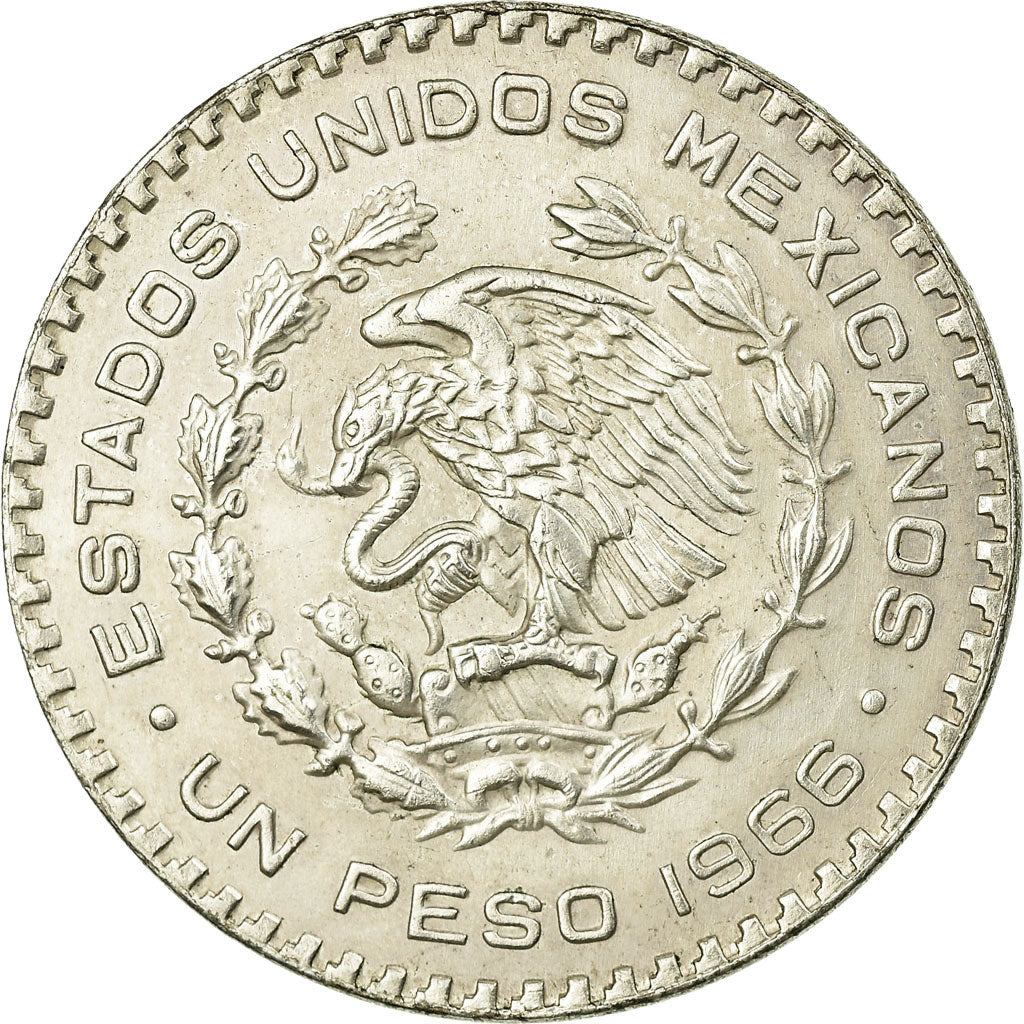 Coin, Mexico, Peso, 1966, Mexico City, EF(40-45), Silver, KM:459