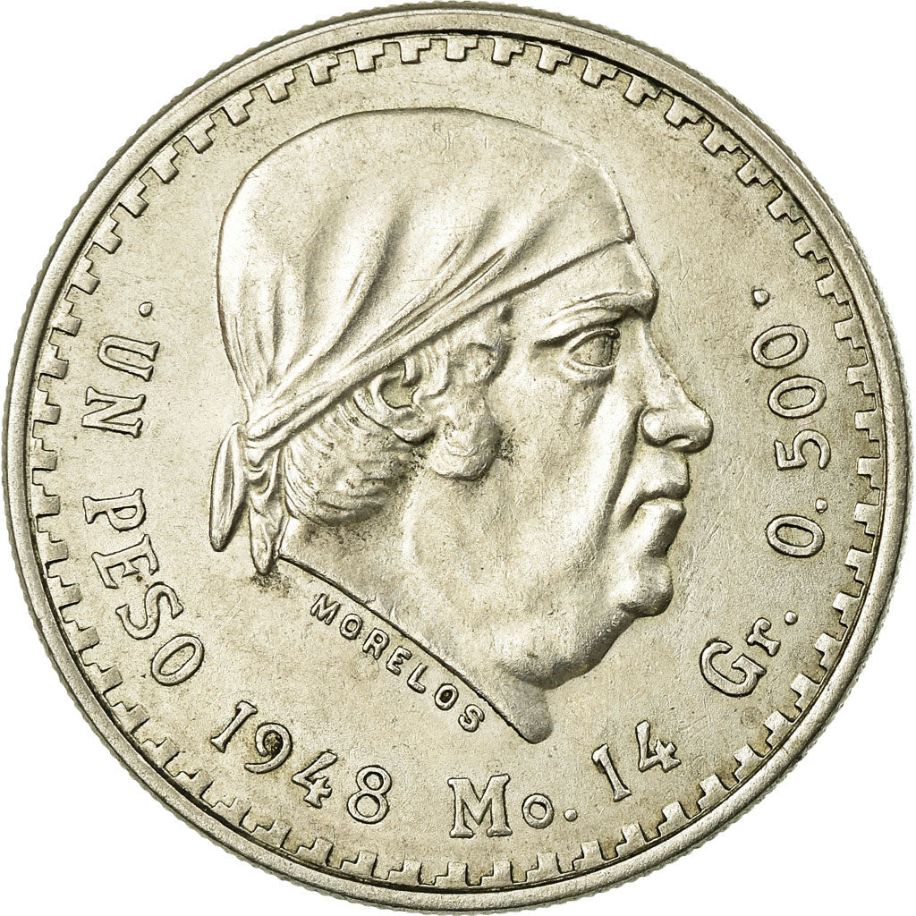 Coin, Mexico, Peso, 1948, Mexico City, EF(40-45), Silver, KM:456