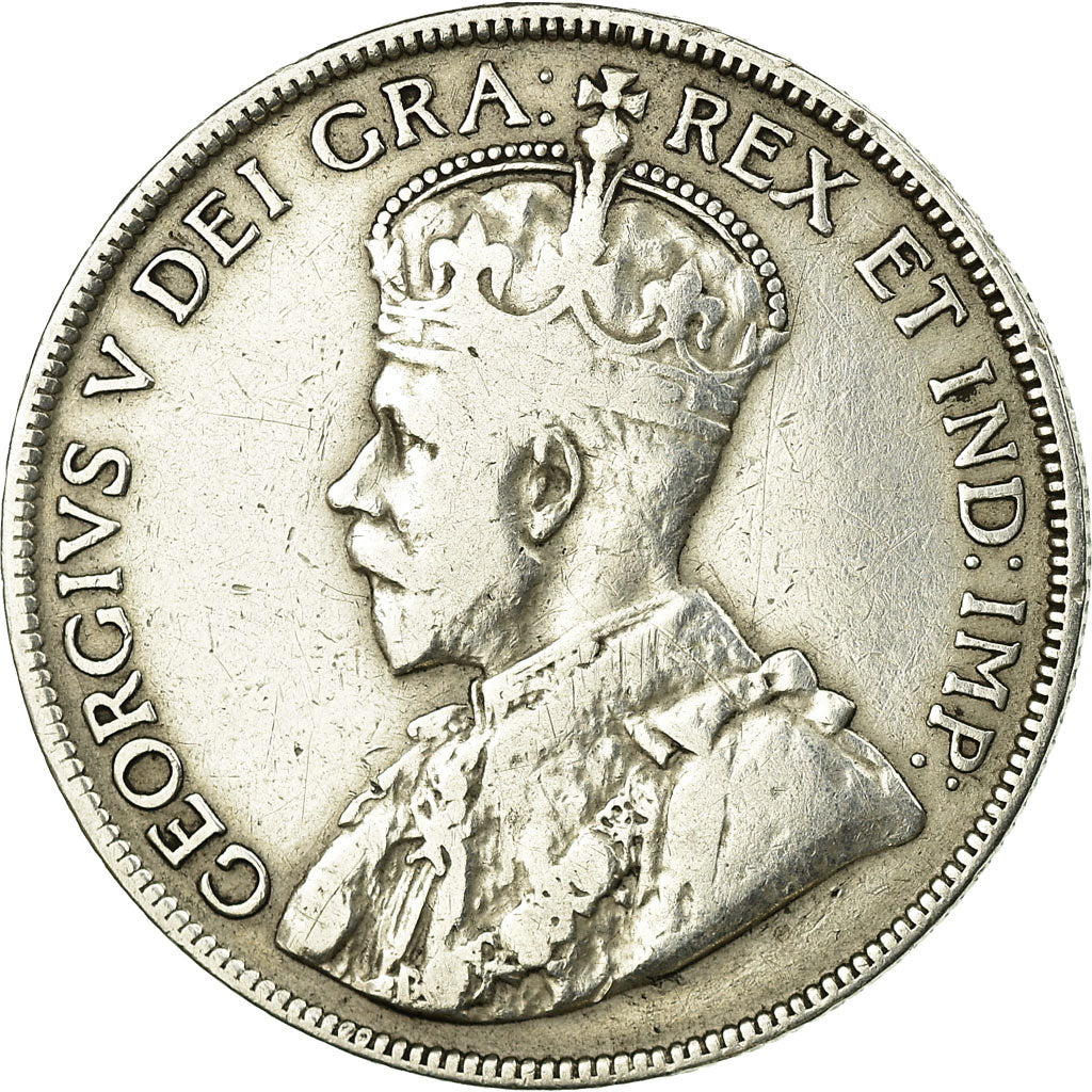 Moneda, TERRANOVA, 50 Cents, 1918, Royal Canadian Mint, Ottawa, BC+, Plata