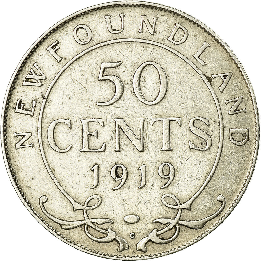 Moneta, Terranova, 50 Cents, 1919, Royal Canadian Mint, Ottawa, MB+, Argento