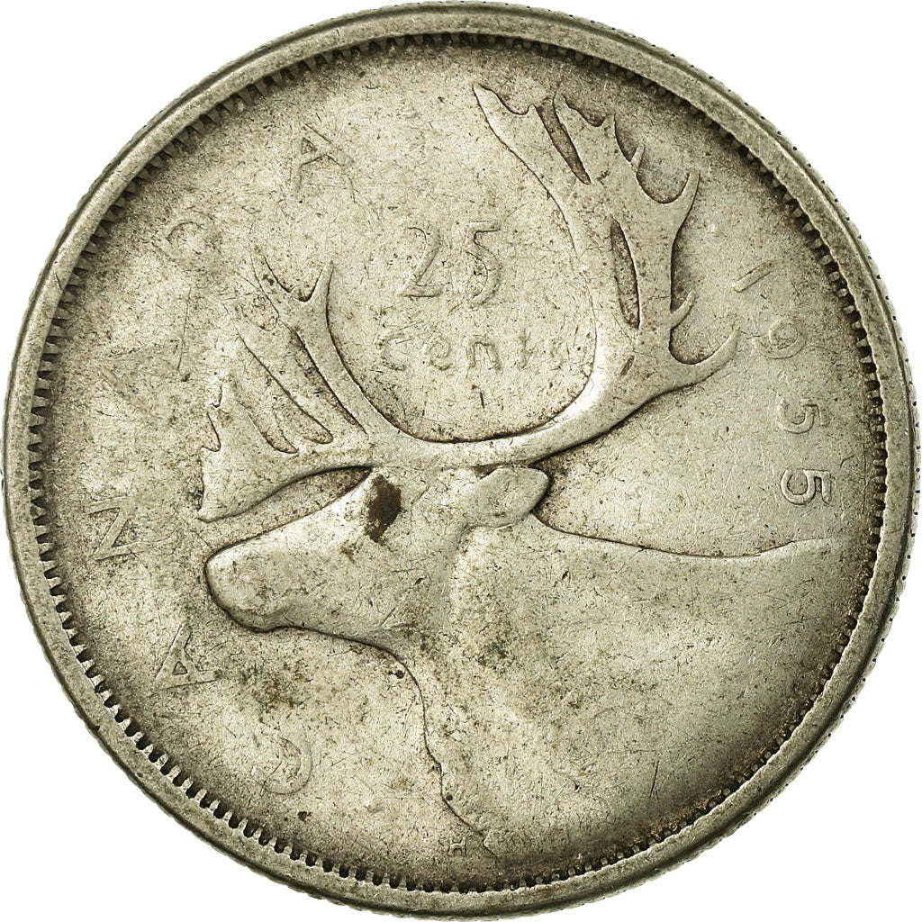 Coin, Canada, Elizabeth II, 25 Cents, 1955, Royal Canadian Mint, Ottawa
