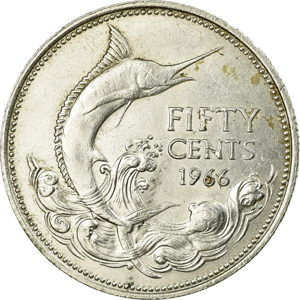 Coin, Bahamas, Elizabeth II, 50 Cents, 1966, Franklin Mint, EF(40-45), Silver