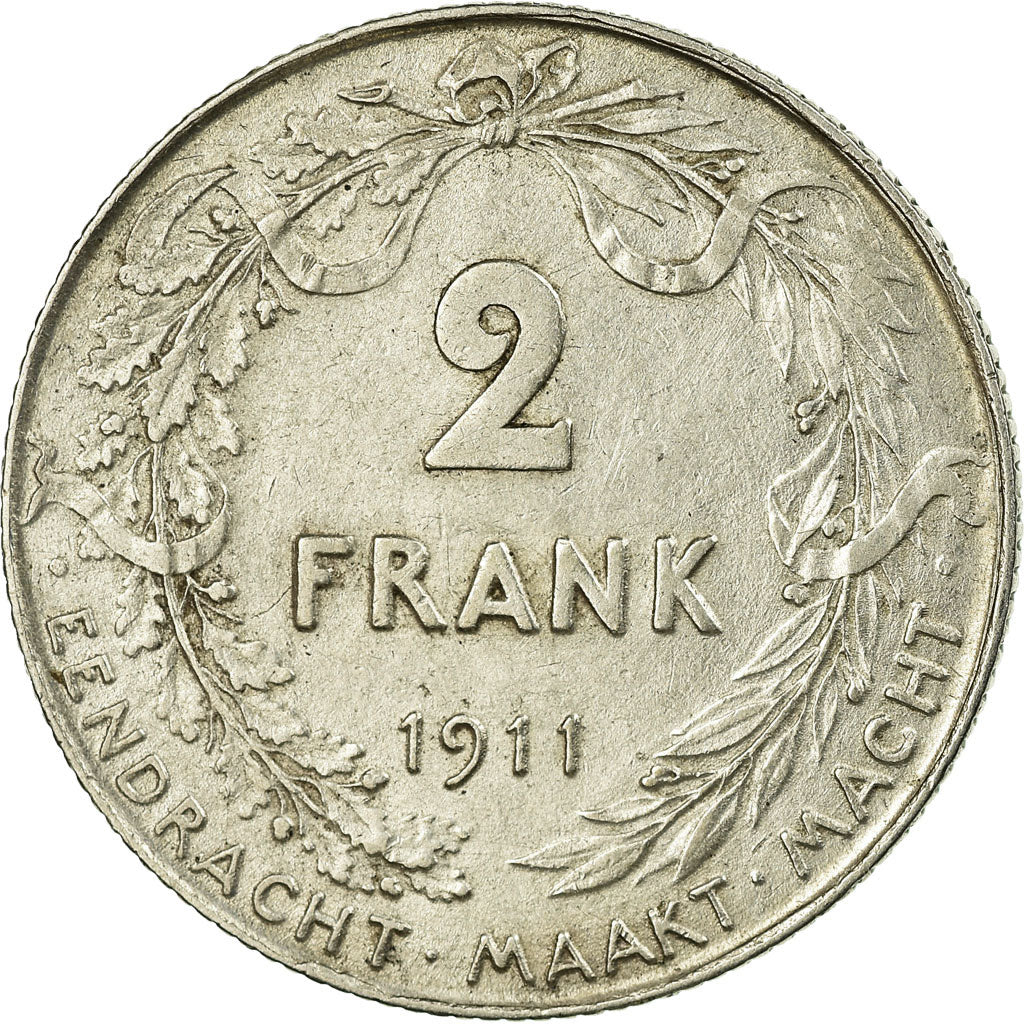 Coin, Belgium, 2 Francs, 2 Frank, 1911, EF(40-45), Silver, KM:75