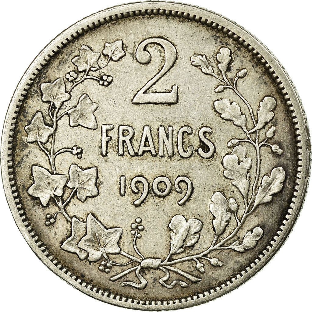 Coin, Belgium, 2 Francs, 2 Frank, 1909, VF(30-35), Silver, KM:58.1