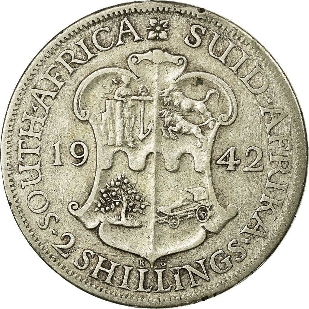 Monnaie, Afrique du Sud, George VI, 2 Shillings, 1942, TB+, Argent, KM:29