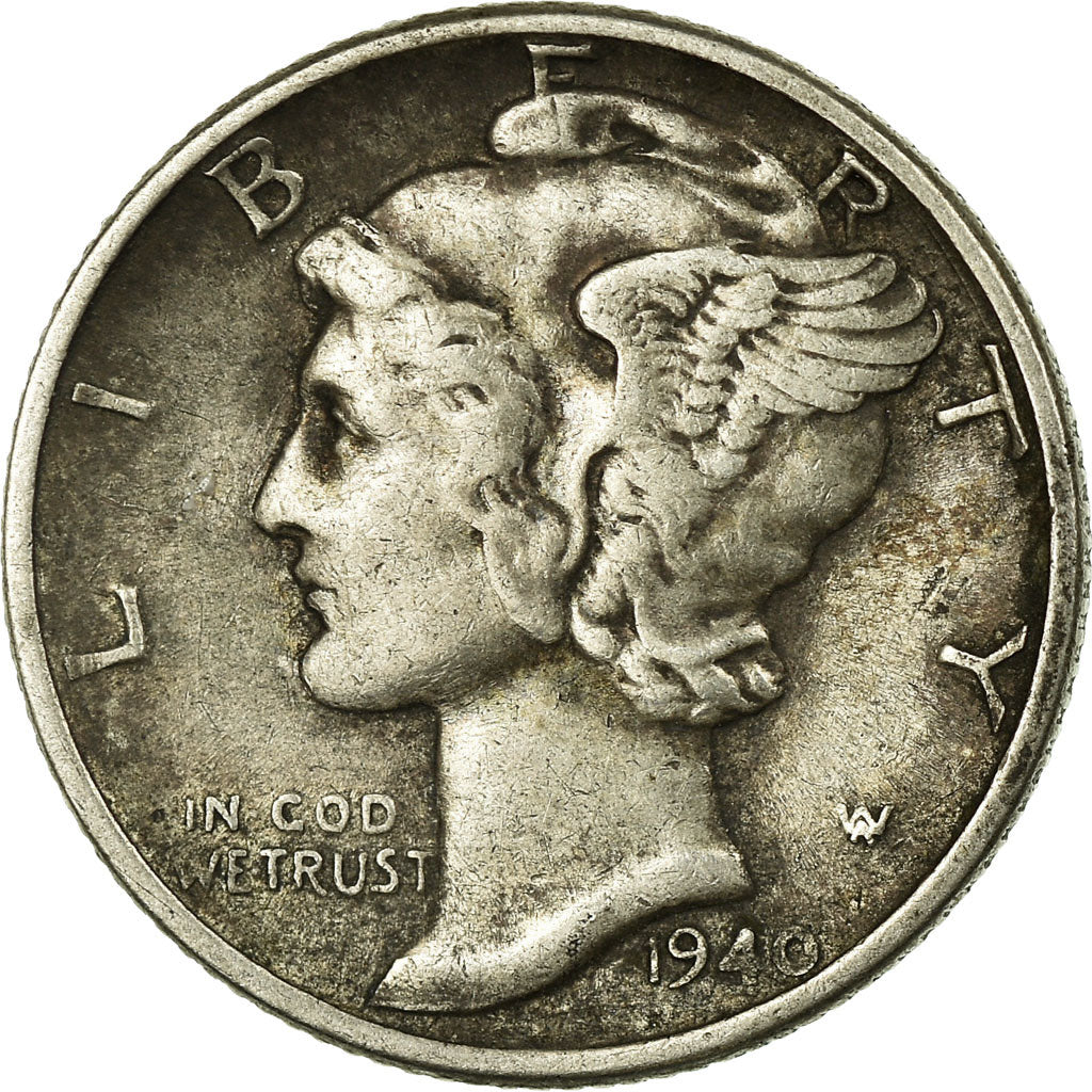 Coin, United States, Mercury Dime, Dime, 1940, U.S. Mint, Philadelphia