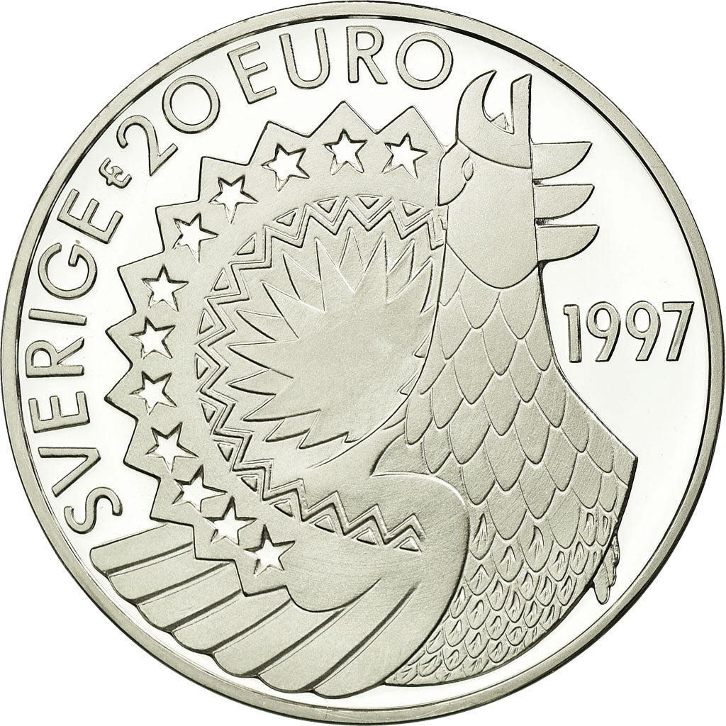 Coin, Sweden, 20 Euro, 1997, MS(65-70), Silver