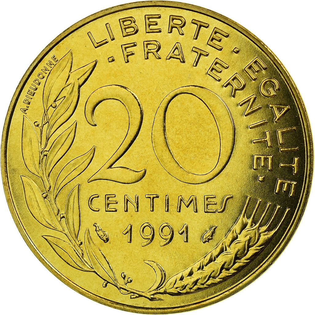 Coin, France, Marianne, 20 Centimes, 1991, Paris, BU, MS(65-70)