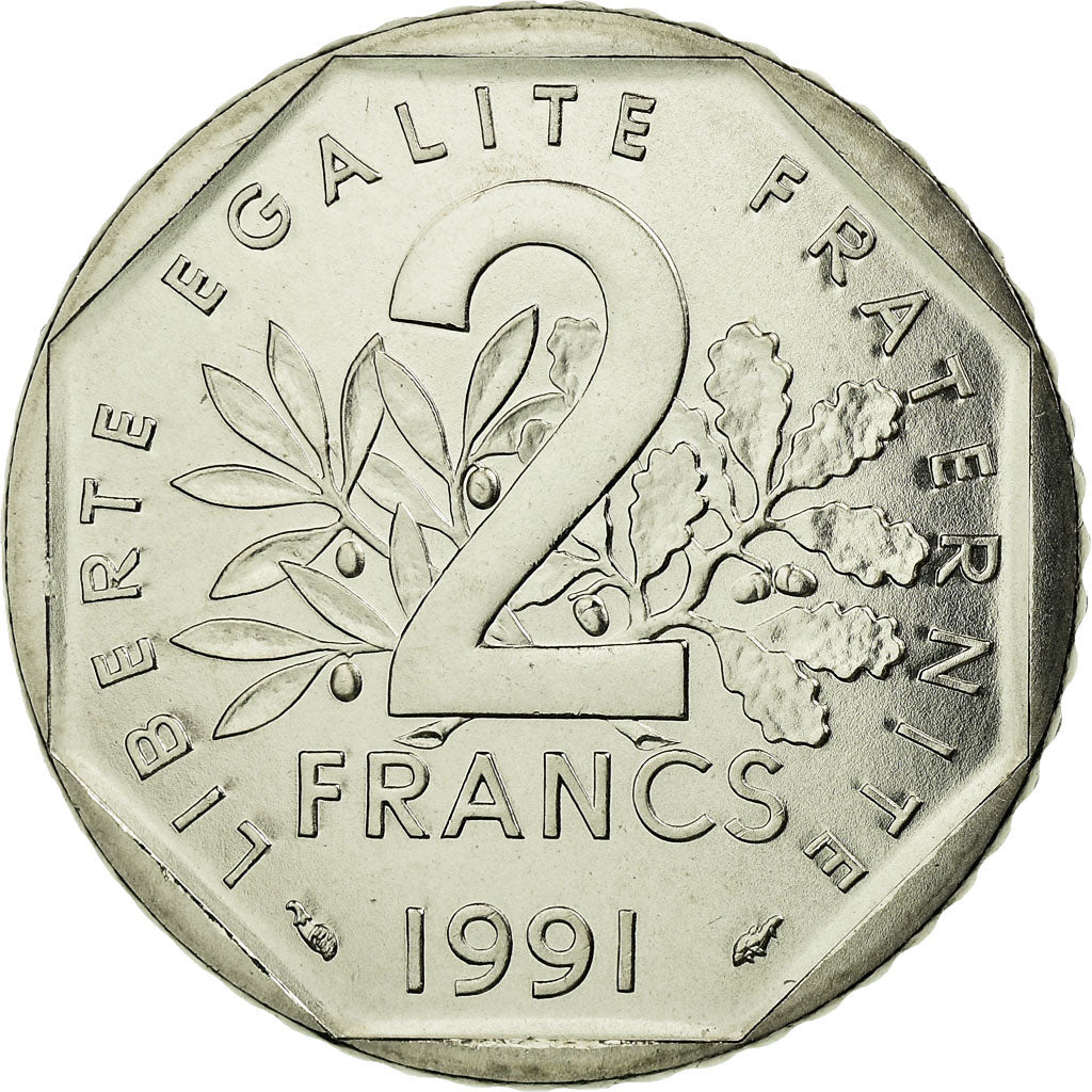Coin, France, Semeuse, 2 Francs, 1991, Paris, BU, MS(65-70), Nickel, KM:942.1