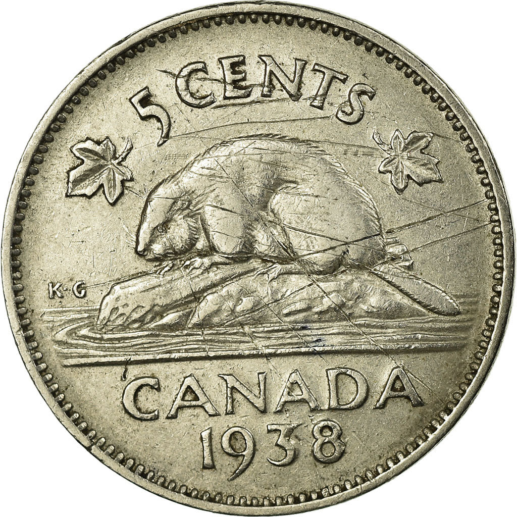 Coin, Canada, George VI, 5 Cents, 1938, Royal Canadian Mint, Ottawa, EF(40-45)