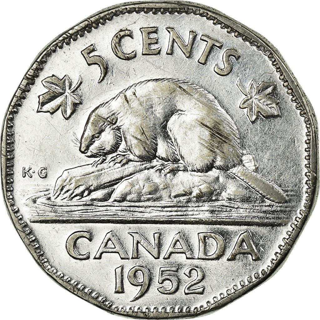 Coin, Canada, George VI, 5 Cents, 1952, Royal Canadian Mint, Ottawa, VF(30-35)