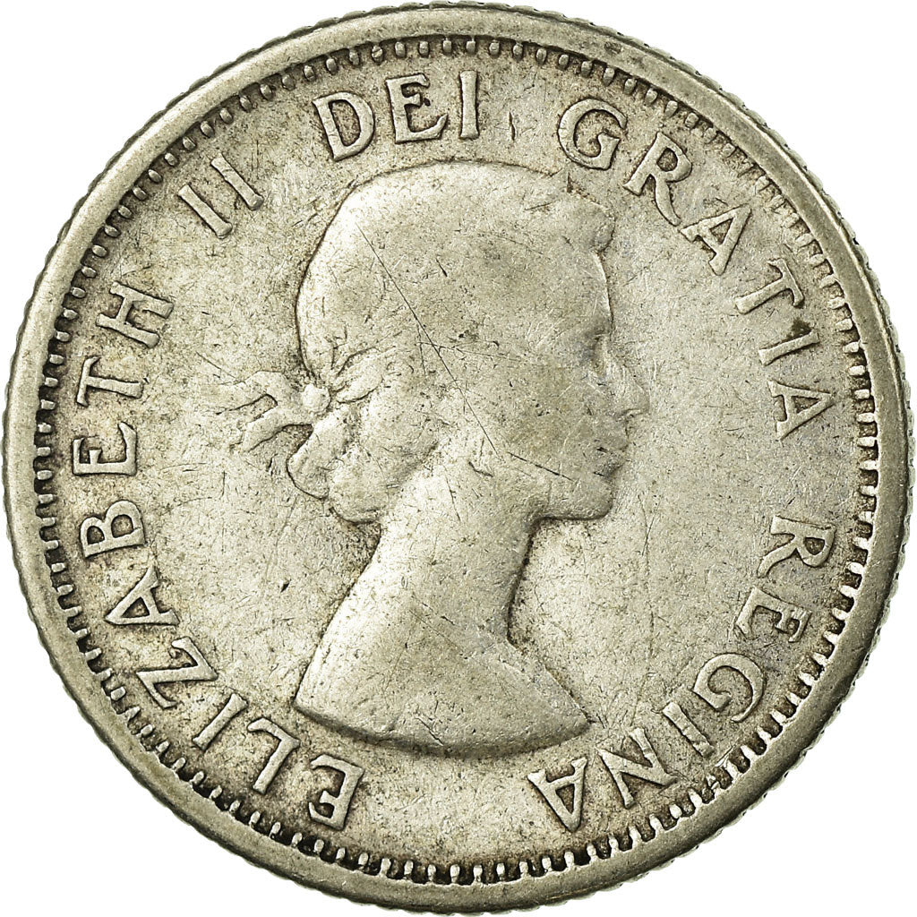 Coin, Canada, Elizabeth II, 10 Cents, 1957, Royal Canadian Mint, Ottawa