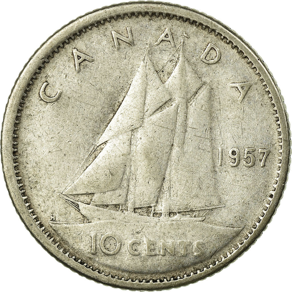 Coin, Canada, Elizabeth II, 10 Cents, 1957, Royal Canadian Mint, Ottawa
