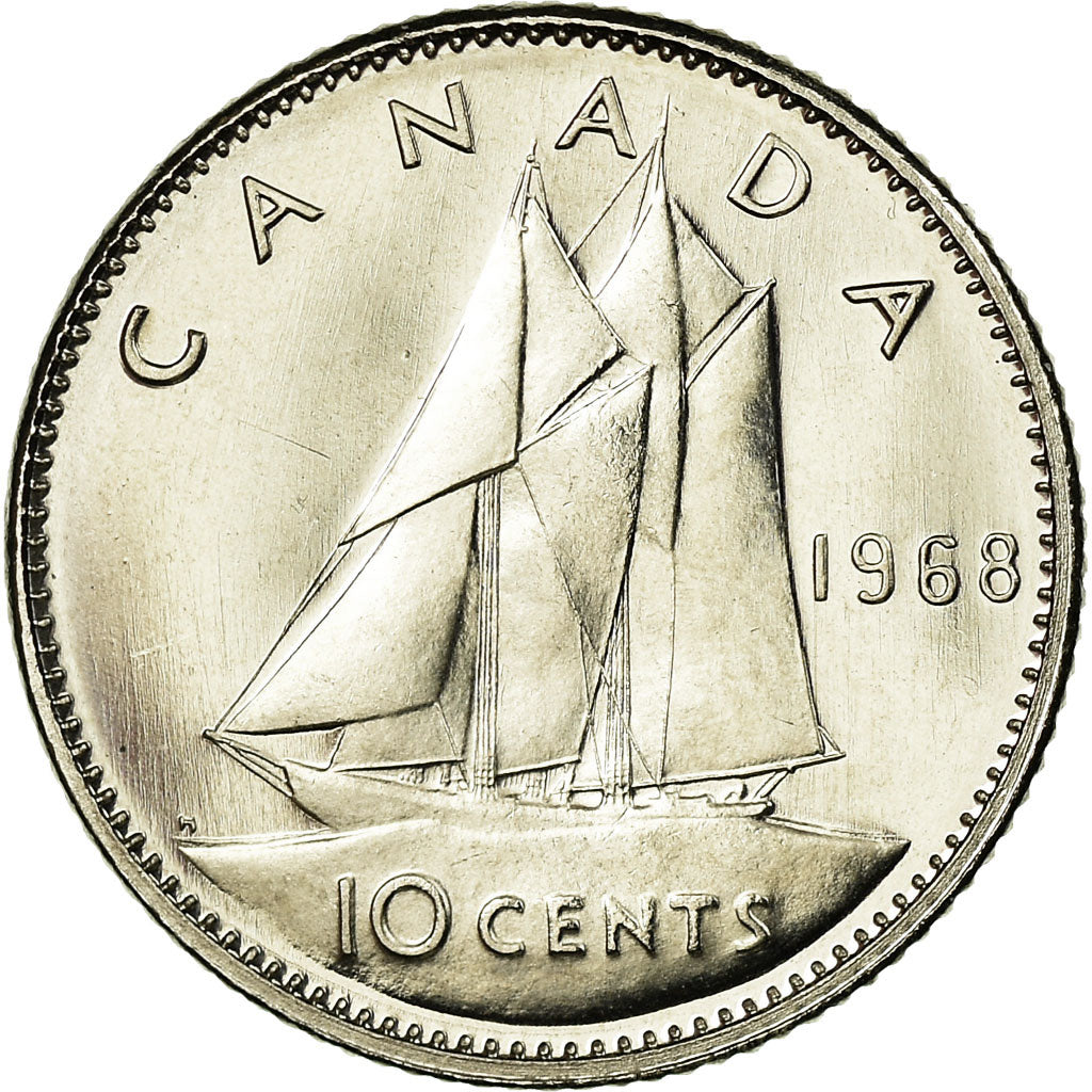 Coin, Canada, Elizabeth II, 10 Cents, 1968, Royal Canadian Mint, Ottawa, MS(63)
