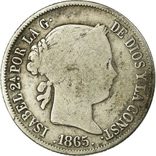 Coin, Spain, Isabel II, 40 Centimos, 1865, Madrid, VF(20-25), Silver, KM:628.2