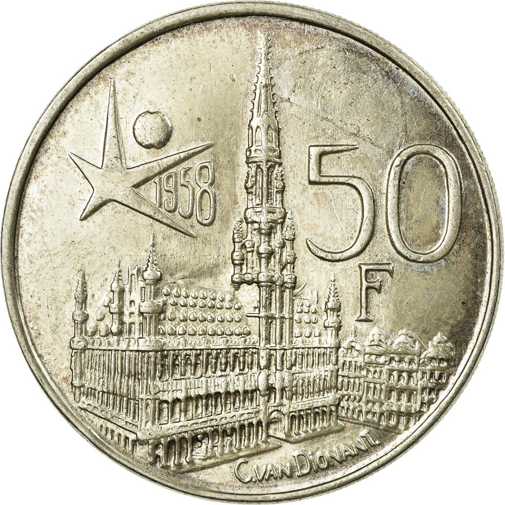 Coin, Belgium, 50 Francs, 50 Frank, 1958, Brussels, EF(40-45), Silver, KM:150.1