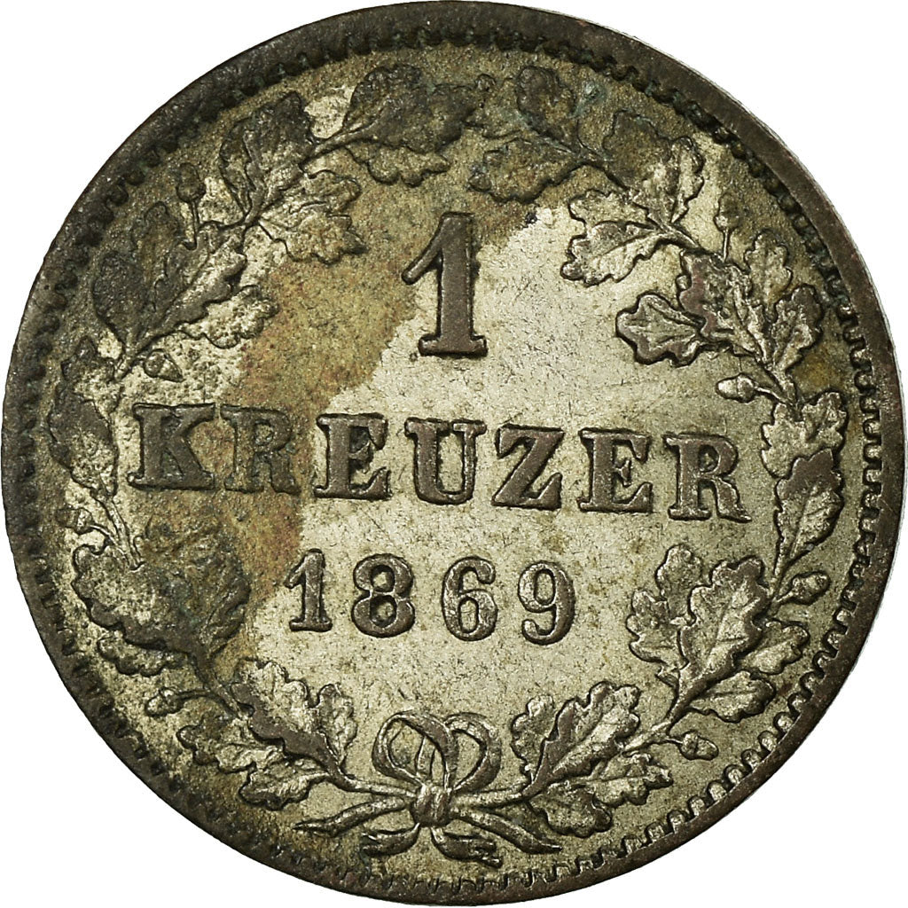 Coin, German States, WURTTEMBERG, Karl I, Kreuzer, 1869, EF(40-45), Silver