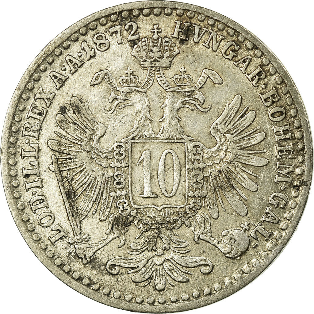 Coin, Austria, Franz Joseph I, 10 Kreuzer, 1872, VF(30-35), Silver, KM:2206