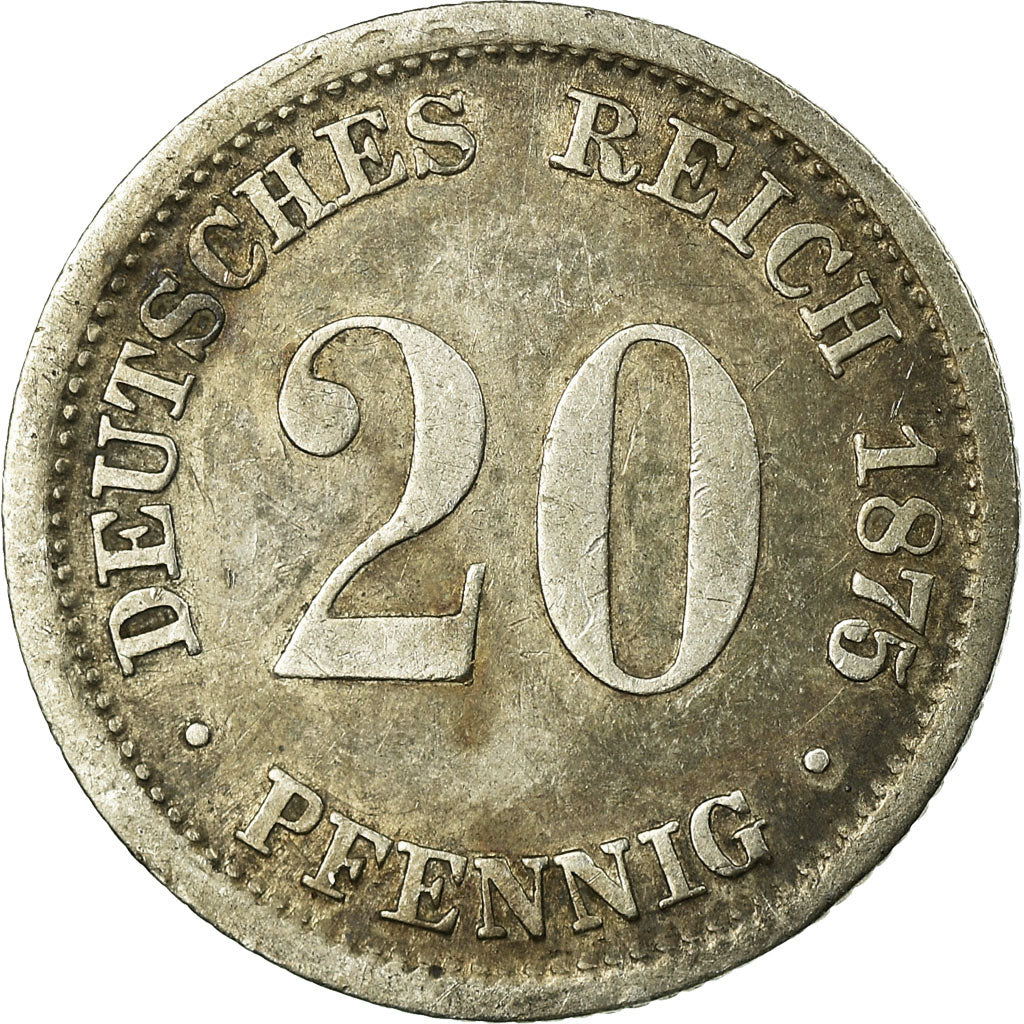 Coin, GERMANY - EMPIRE, Wilhelm I, 20 Pfennig, 1875, Munich, EF(40-45), Silver