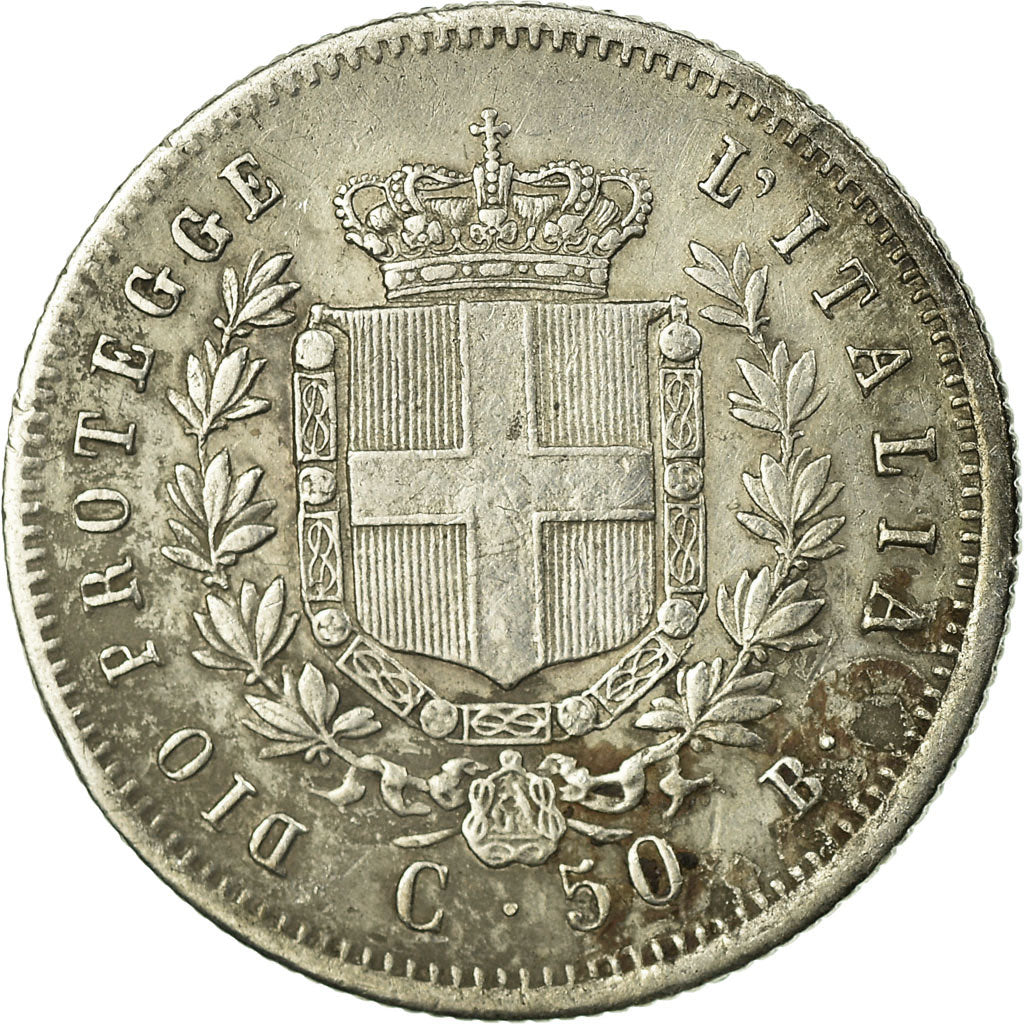 Moneta, STATI ITALIANI, EMILIA, Vittorio Emanuele II, 50 Centesimi, 1859