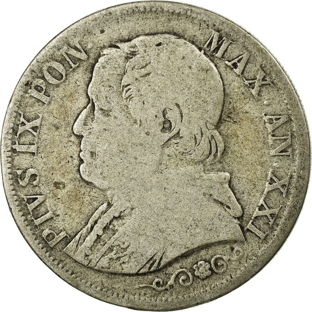 Moneta, STATI ITALIANI, PAPAL STATES, Pius IX, Lira, 1866, Roma, B+, Argento