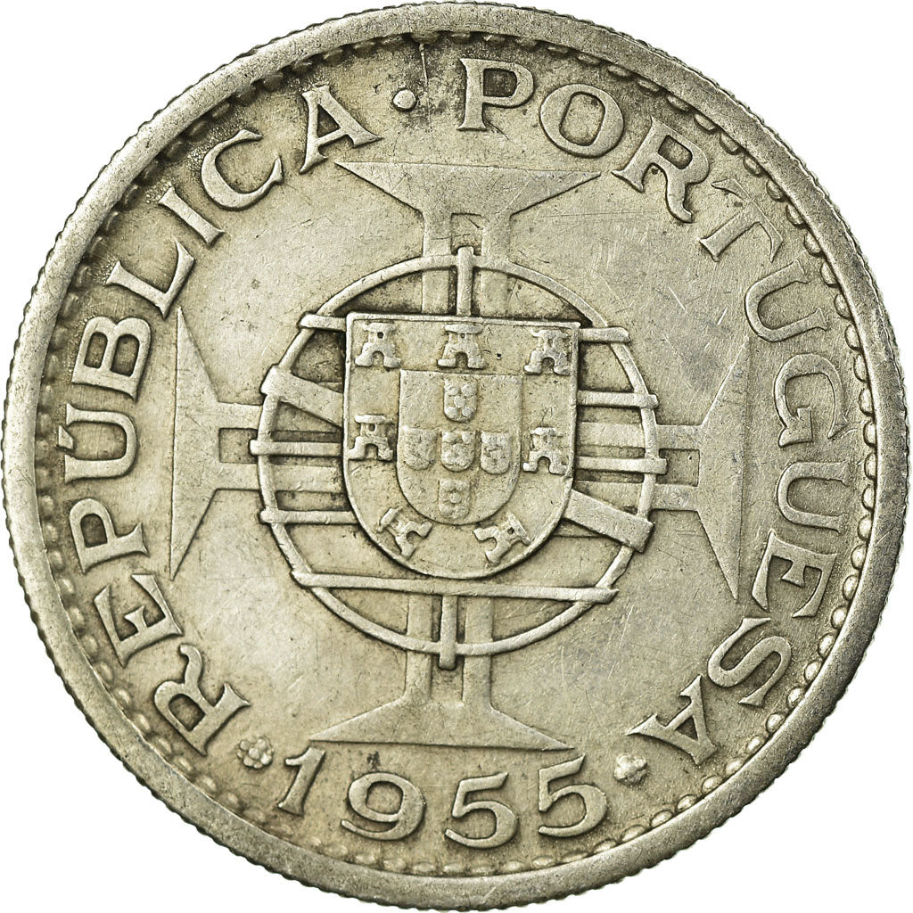 Coin, Angola, 10 Escudos, 1955, EF(40-45), Silver, KM:73