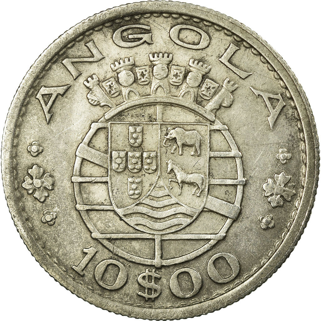 Coin, Angola, 10 Escudos, 1955, EF(40-45), Silver, KM:73