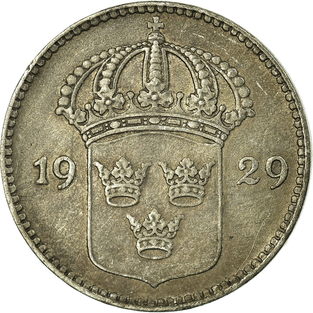 Coin, Sweden, Gustaf V, 10 Öre, 1929, EF(40-45), Silver, KM:780