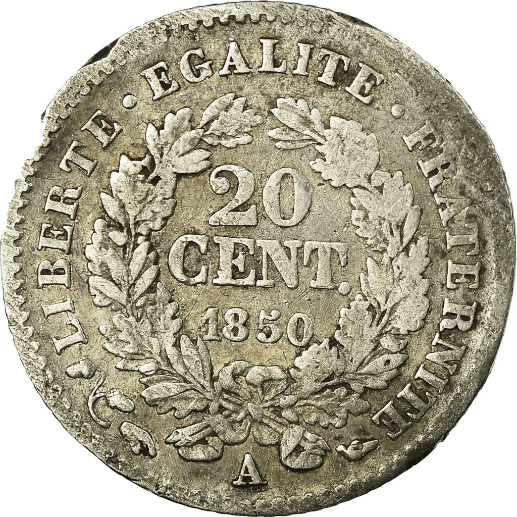 Coin, France, Cérès, 20 Centimes, 1850, Paris, F(12-15), Silver, KM:758.1