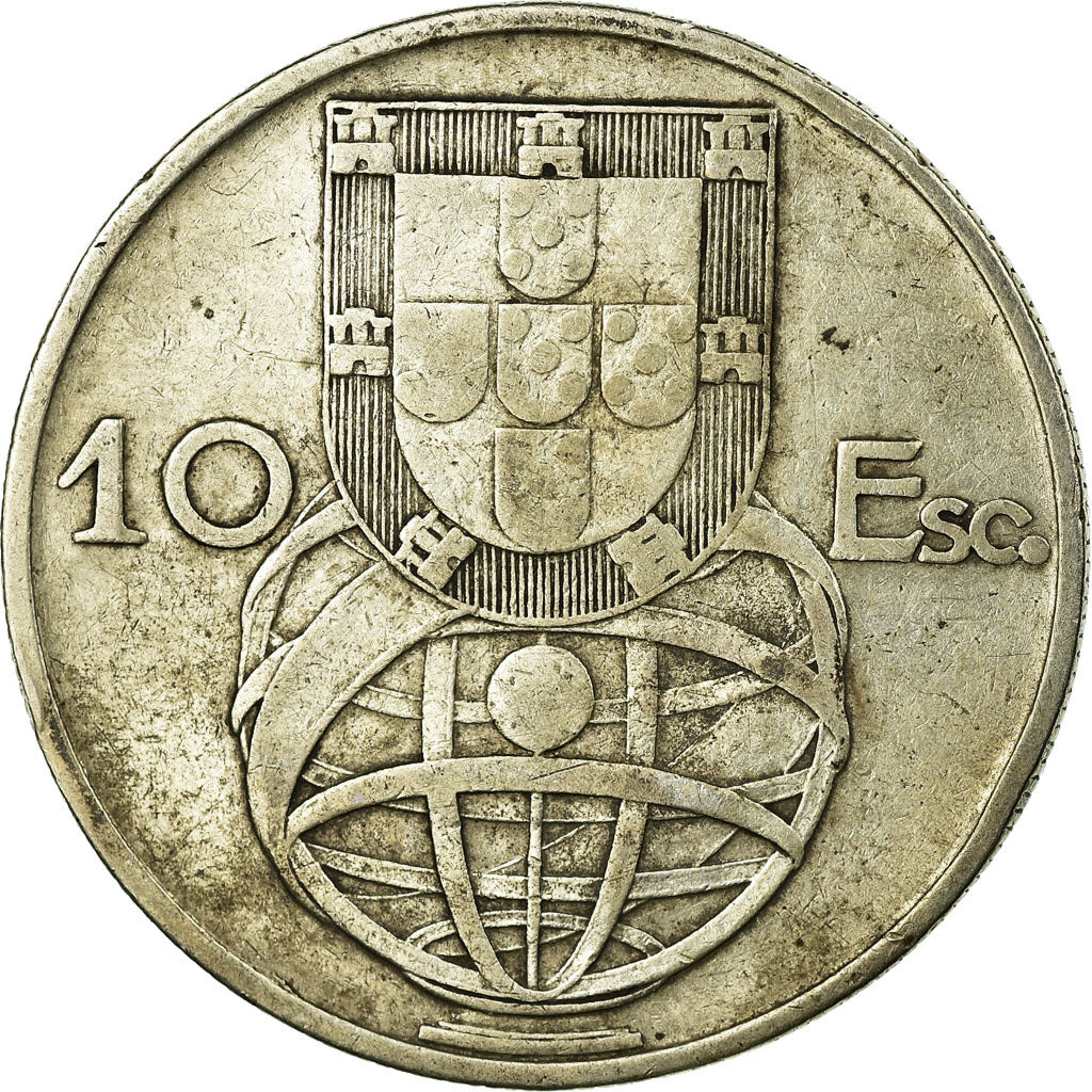 Coin, Portugal, 10 Escudos, 1954, VF(20-25), Silver, KM:586