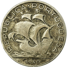 Coin, Portugal, 5 Escudos, 1940, VF(30-35), Silver, KM:581