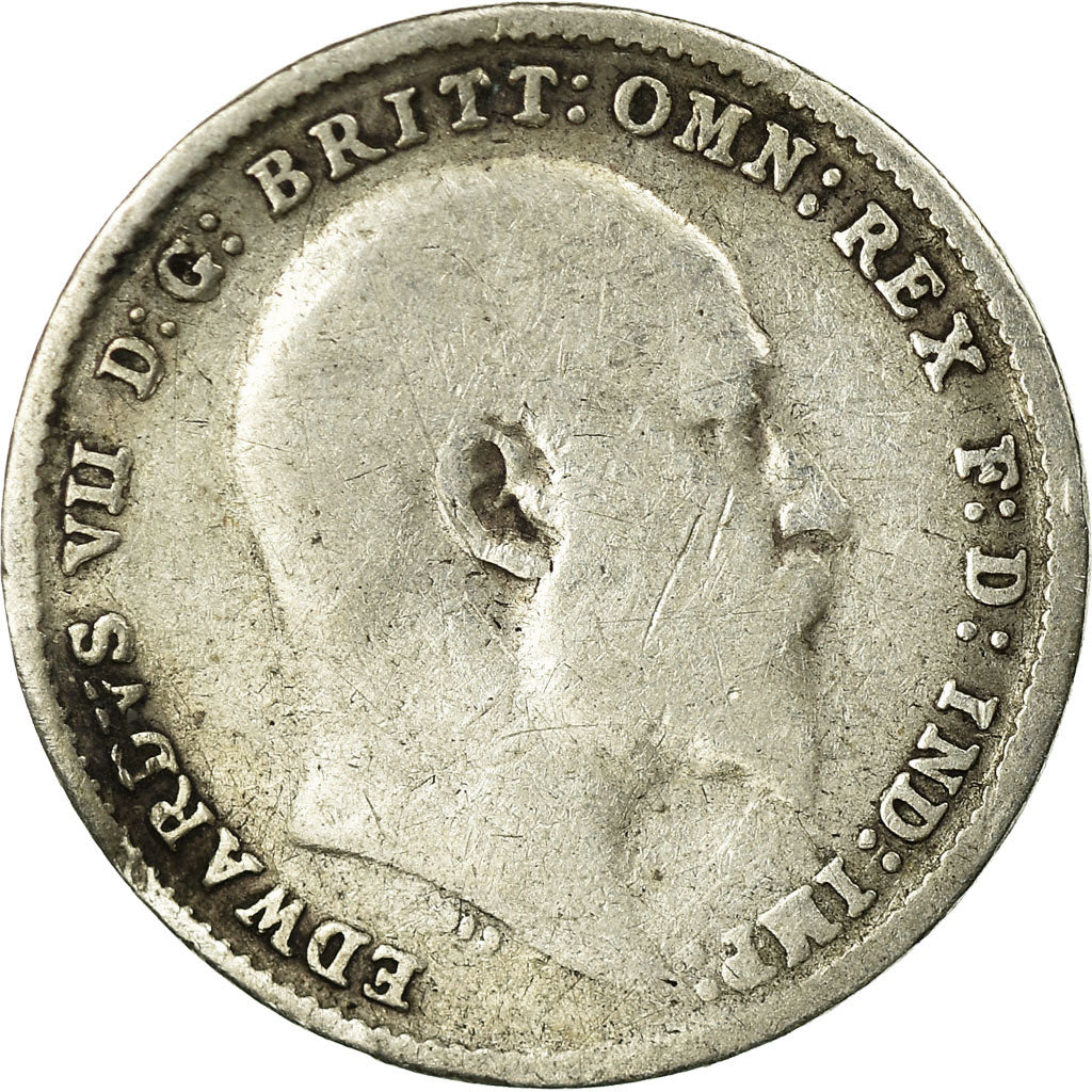 Coin, Great Britain, Edward VII, 3 Pence, 1905, VG(8-10), Silver, KM:797.2
