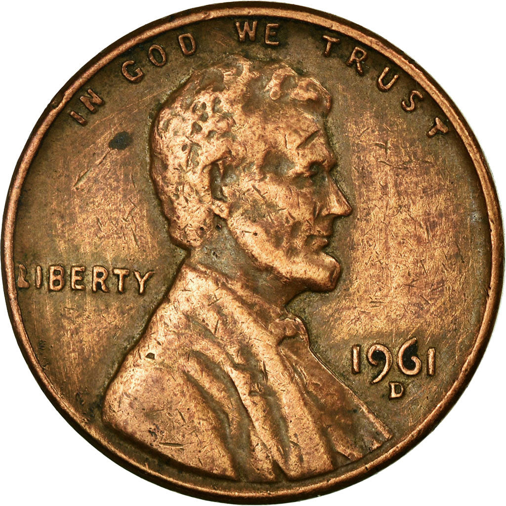 Coin, United States, Lincoln Cent, Cent, 1961, U.S. Mint, Denver, VF(30-35)