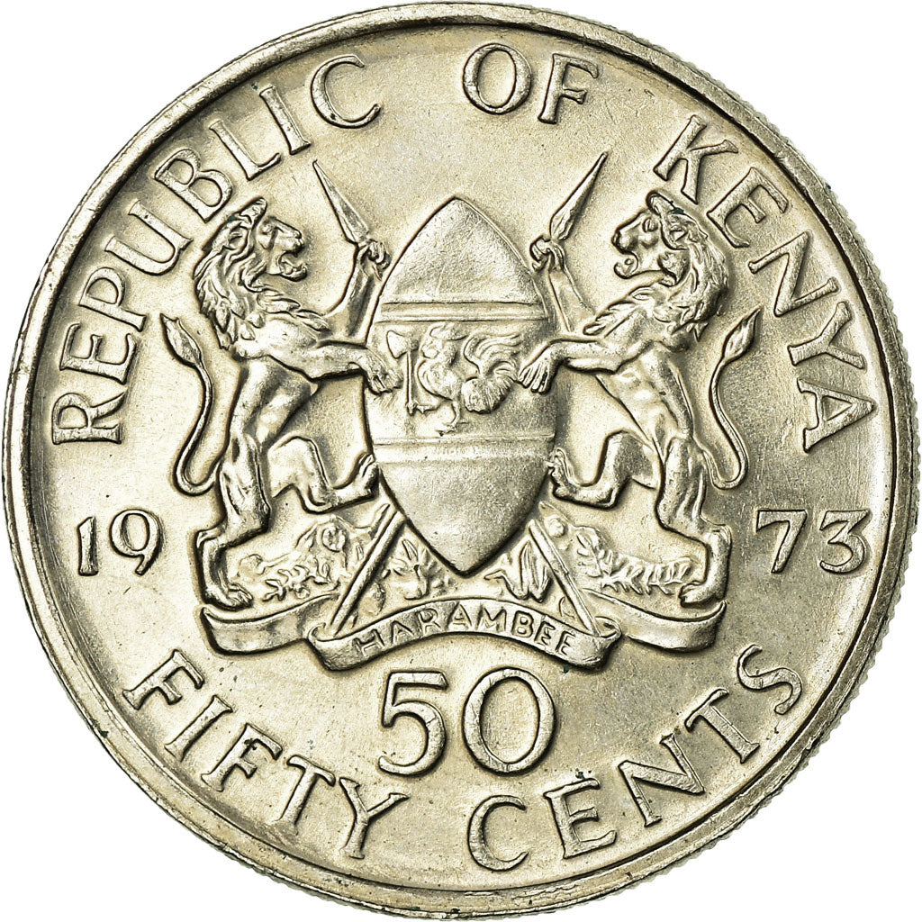 Coin, Kenya, 50 Cents, 1973, MS(63), Copper-nickel, KM:13