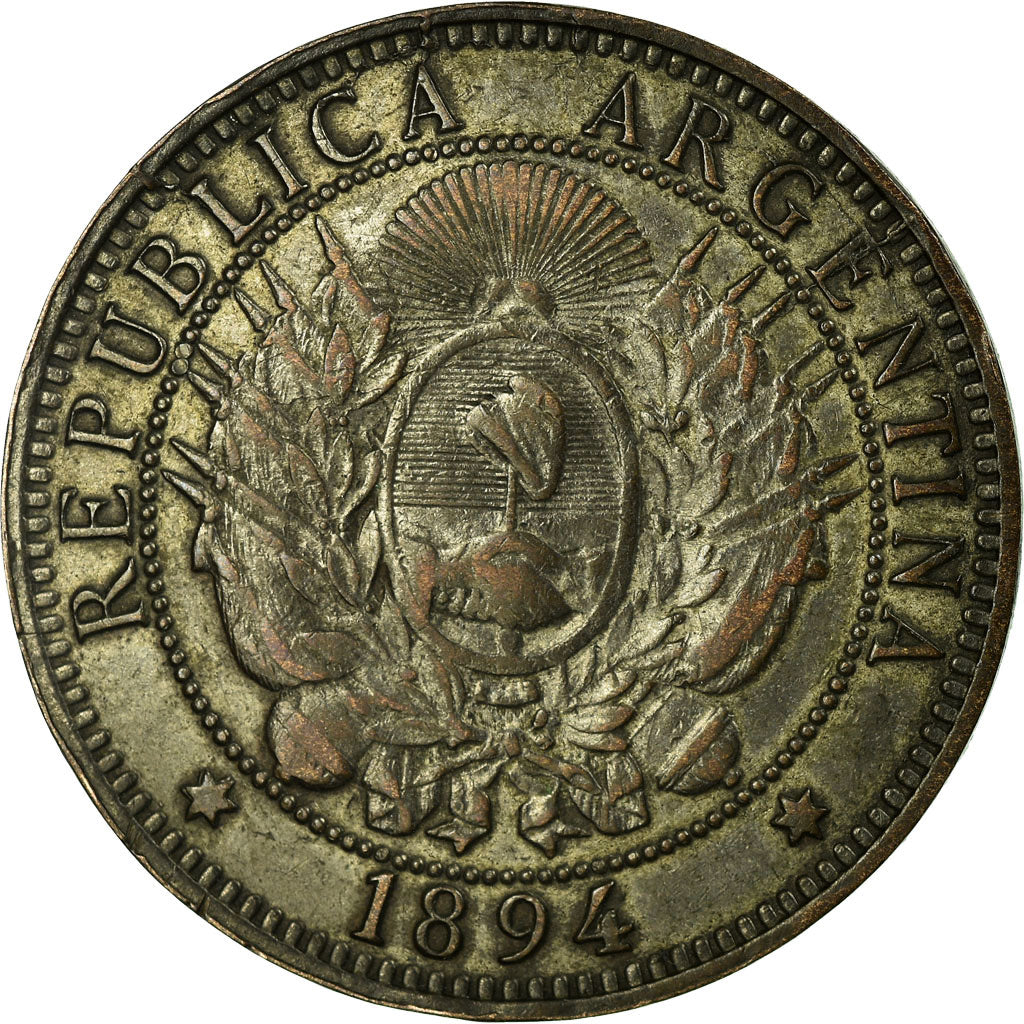 Coin, Argentina, 2 Centavos, 1894, EF(40-45), Bronze, KM:33