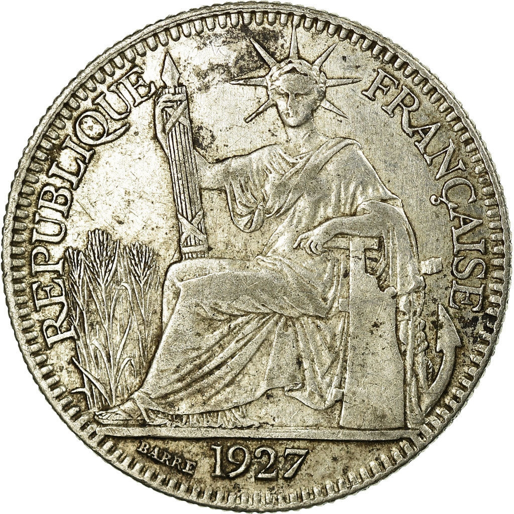 Coin, FRENCH INDO-CHINA, 10 Cents, 1927, Paris, EF(40-45), Silver, KM:16.1