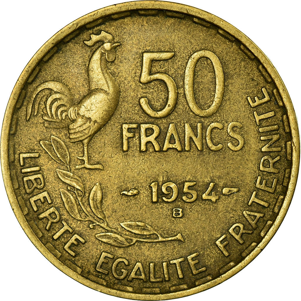 Coin, France, Guiraud, 50 Francs, 1954, Beaumont - Le Roger, VF(20-25)