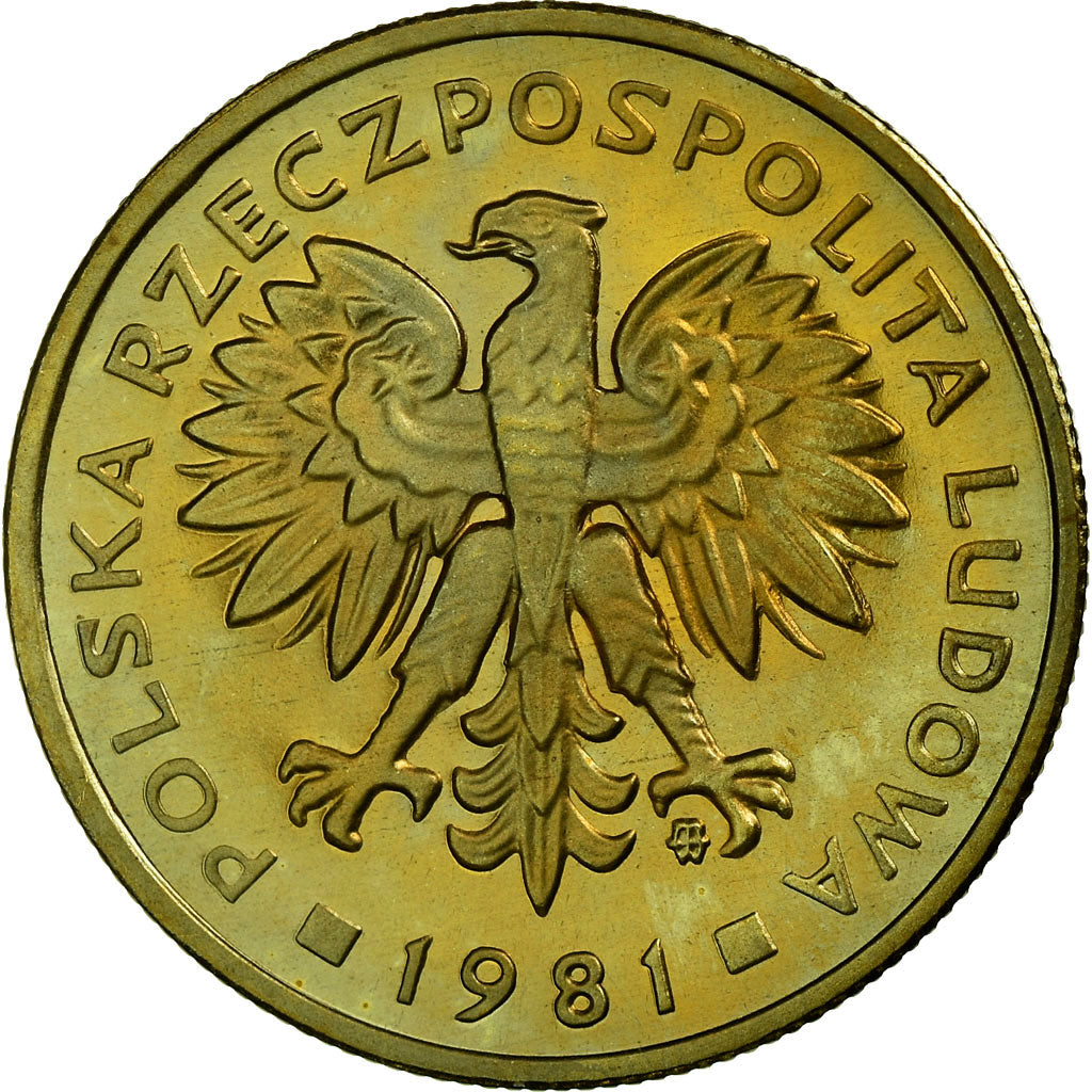 Moneta, Polska, 2 Zlote, 1981, Warsaw, MS(65-70), Mosiądz, KM:80.1