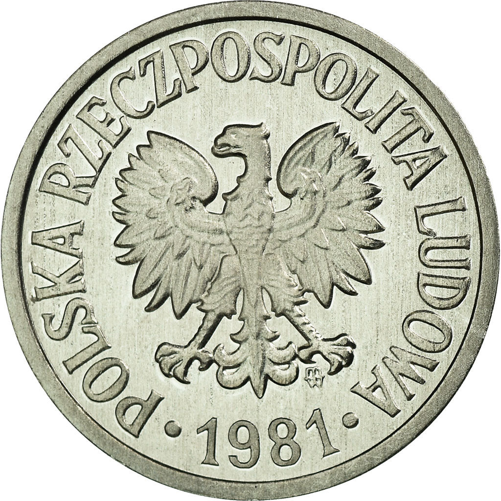 Coin, Poland, 10 Groszy, 1981, Warsaw, MS(65-70), Aluminum, KM:AA47