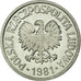 Coin, Poland, 10 Groszy, 1981, Warsaw, MS(65-70), Aluminum, KM:AA47