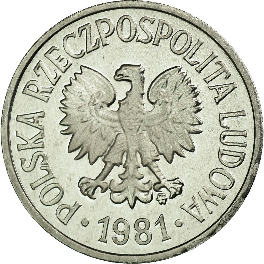 Coin, Poland, 20 Groszy, 1981, Warsaw, MS(65-70), Aluminum, KM:A47