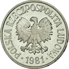 Coin, Poland, 20 Groszy, 1981, Warsaw, MS(65-70), Aluminum, KM:A47